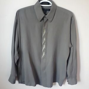Dark Green Bruttini Men's Button Down Shirt
